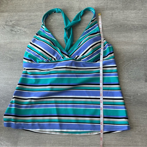 South Point Striped Blue and Green Tankini Top size 10 - Picture 4 of 7